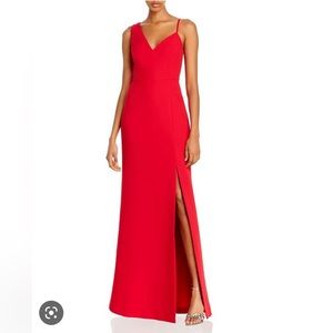 BCBGMAXAZRIA Red Asymmetic Crepe Gown